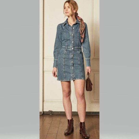 Boyish Emmett Puff Shoulder Denim Dress in “Mirror” Size XL - Picture 3 of 14